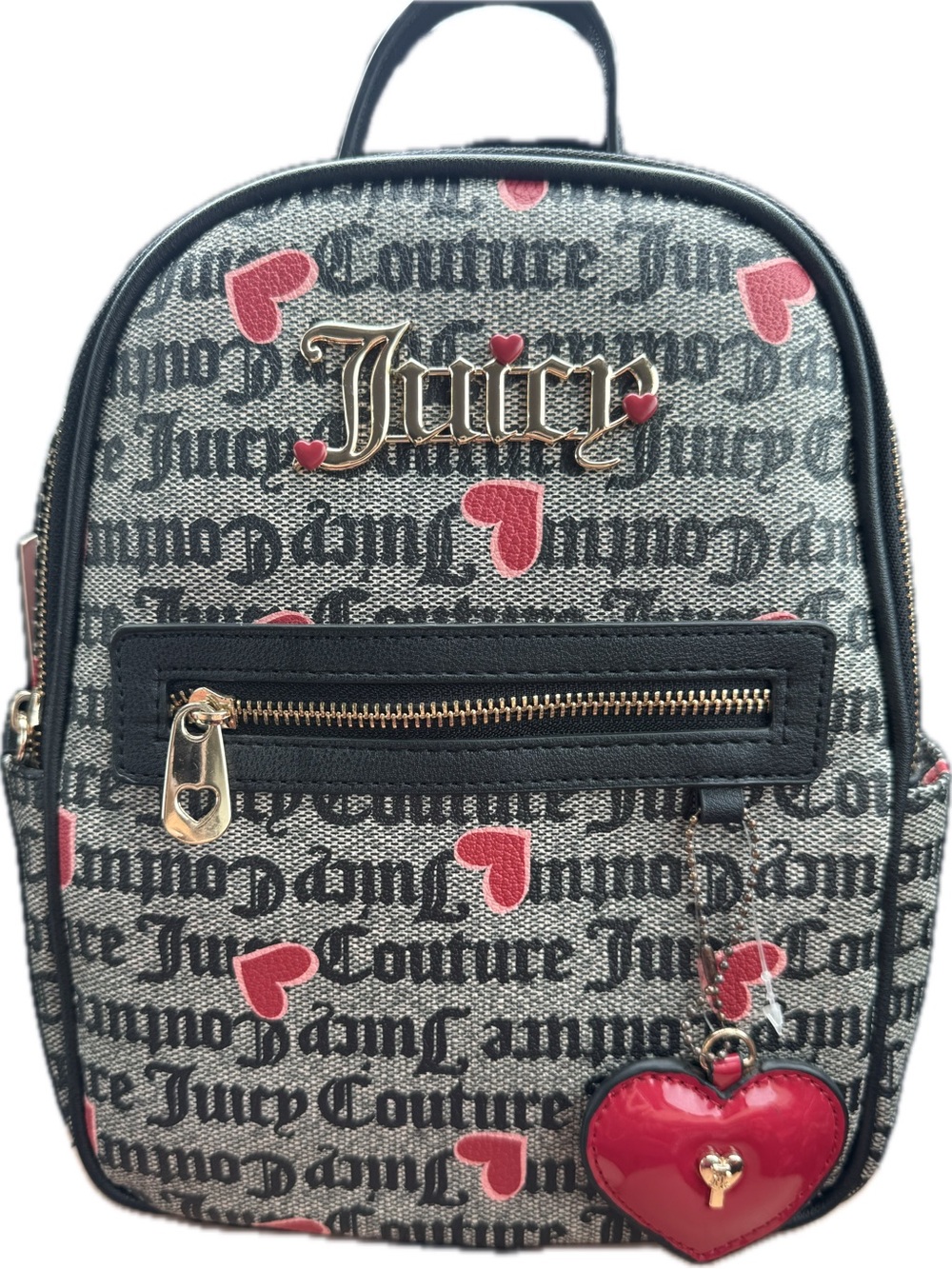 Juicy Couture I Heart Juicy Mini Backpack with Pink Hearts and Charm NWT